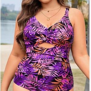 Tempt Me Plus Size One Piece Swimsuits - Women Cutout Bathing Suit Twist Front